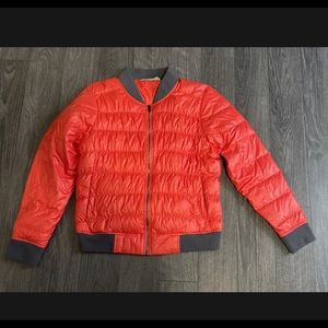 Athleta Womens Goose Down Full Zip Bomber Jacket Puffer Size XL